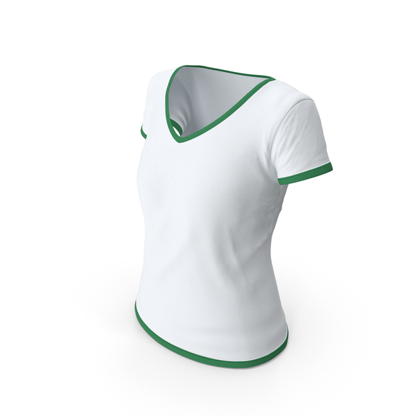 T Shirt: Female V Neck Worn White and Green PNG & PSD Images T Shirt: Female V Neck Worn White and Green PNG & PSD Images