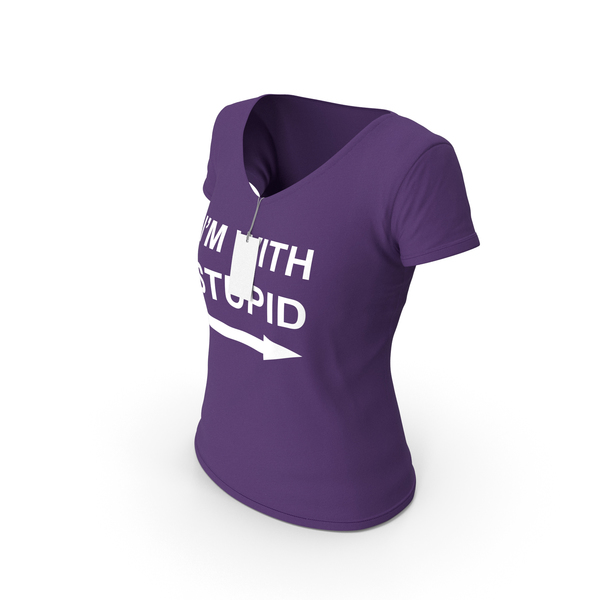 T Shirt: Female V Neck Worn With Tag Purple Im With Stupid PNG & PSD Images T Shirt: Female V Neck Worn With Tag Purple Im With Stupid PNG & PSD Images