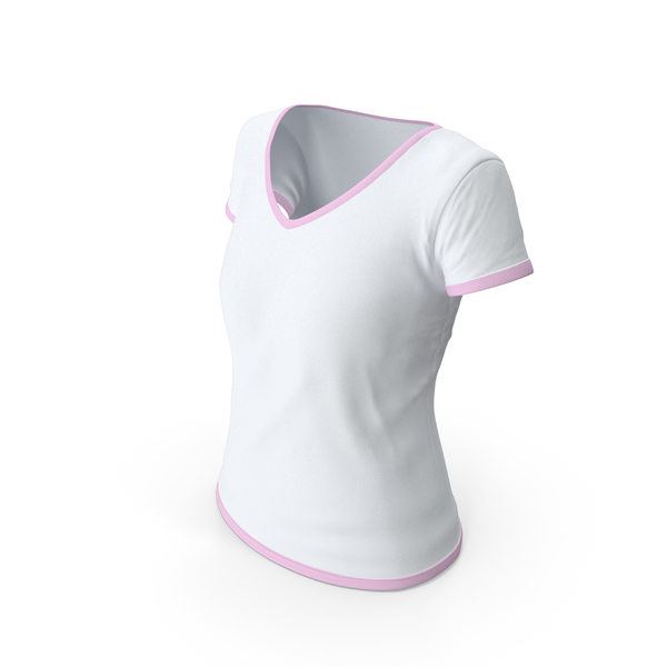 T Shirt: Female V Neck Worn With Tag White and Pink PNG & PSD Images T Shirt: Female V Neck Worn With Tag White and Pink PNG & PSD Images