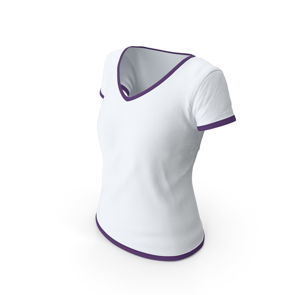T Shirt: Female V Neck Worn With Tag White and Purple PNG & PSD Images T Shirt: Female V Neck Worn With Tag White and Purple PNG & PSD Images