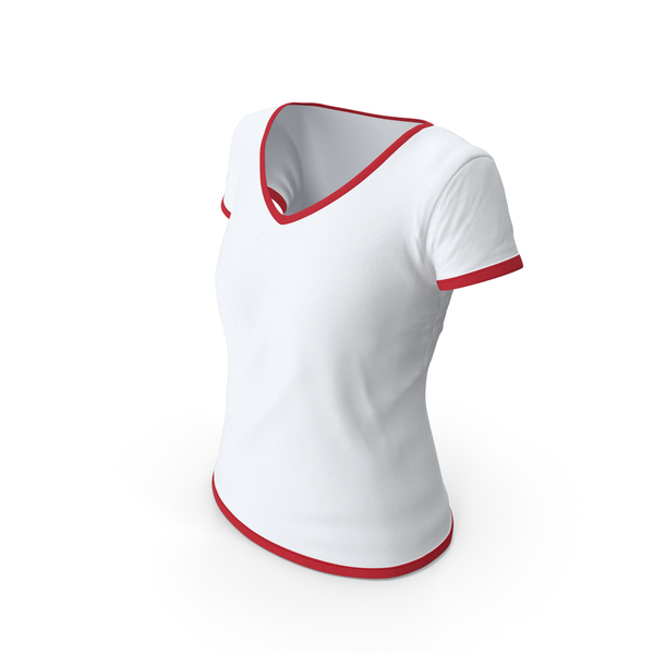 T Shirt: Female V Neck Worn With Tag White and Red PNG & PSD Images T Shirt: Female V Neck Worn With Tag White and Red PNG & PSD Images