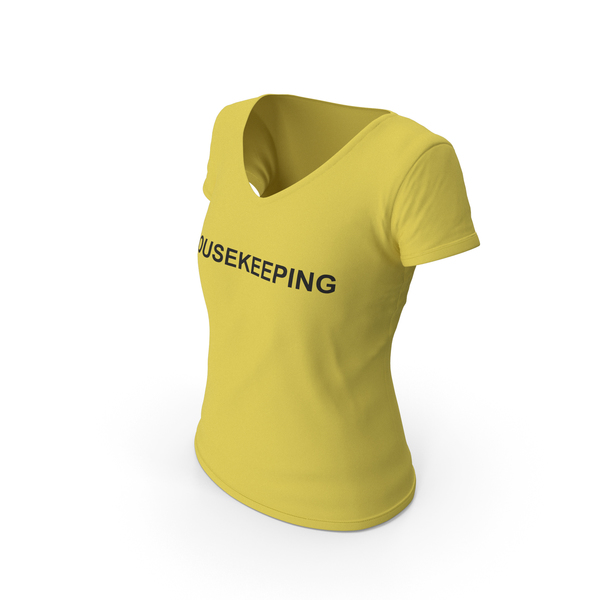 T Shirt: Female V Neck Worn Yellow Housekeeping PNG & PSD Images T Shirt: Female V Neck Worn Yellow Housekeeping PNG & PSD Images