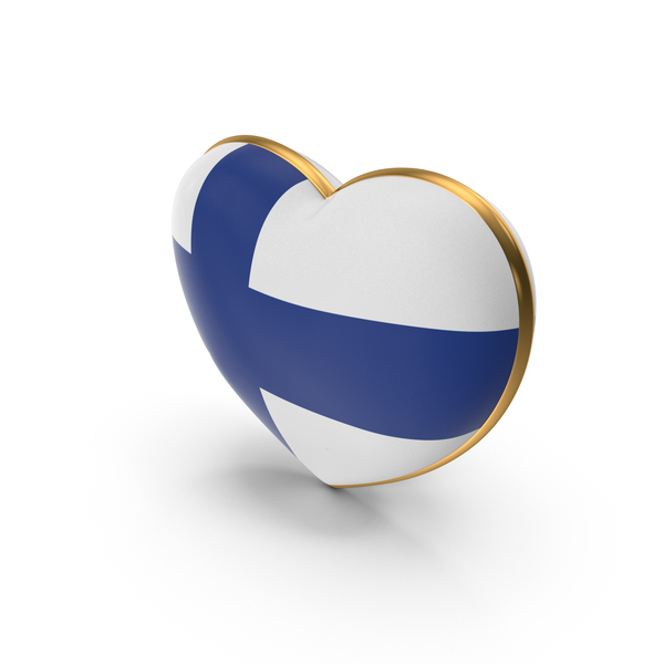 Finland Country Heart Flag Dual Shade Metallic Solid PNG & PSD Images