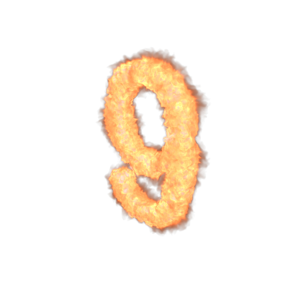 Roman Alphabet: Fire Number 9 PNG & PSD Images