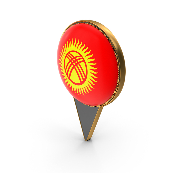 Locate: Flag Of Kyrgyzstan Dual Side Location Pin PNG & PSD Images