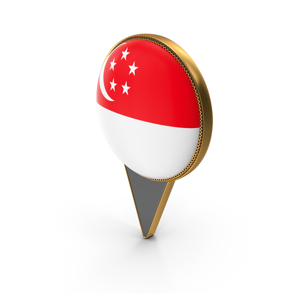 Flag Of Singapore Dual Side Location Pin PNG & PSD Images