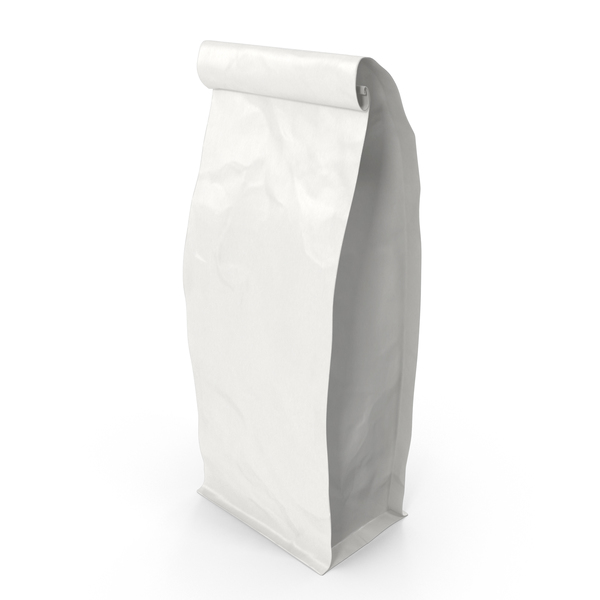 Paper Bag: Flat Bottom Pouche 340g Closed White PNG & PSD Images Paper Bag: Flat Bottom Pouche 340g Closed White PNG & PSD Images