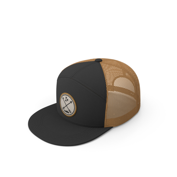 Baseball Cap: Flat Brim Trucker Hat Brown PNG & PSD Images