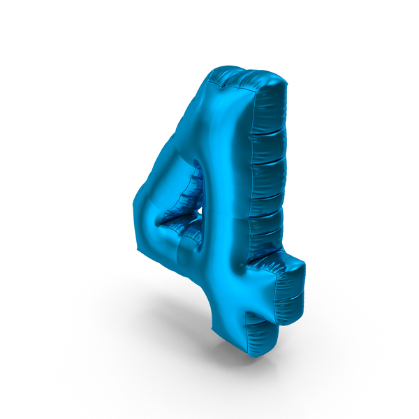 Balloons: Foil Balloon Number 4 Blue PNG & PSD Images