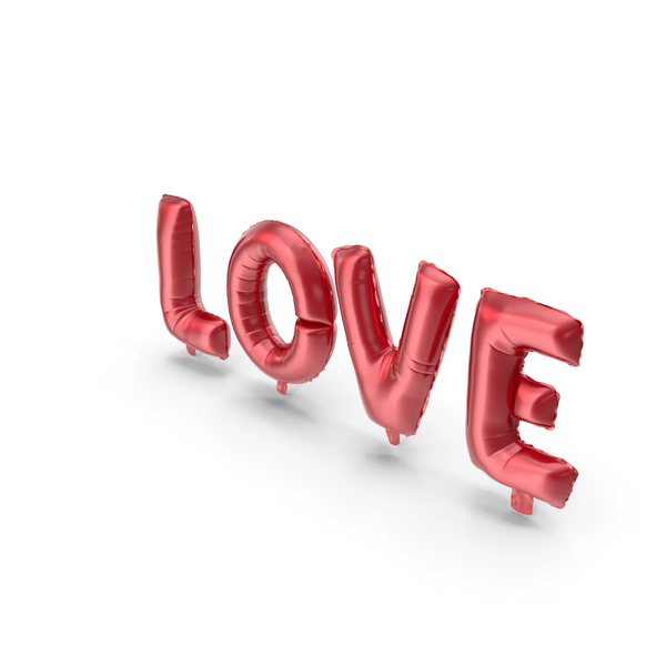 Valentine's Balloons: Foil Balloon Red Words Love PNG & PSD Images