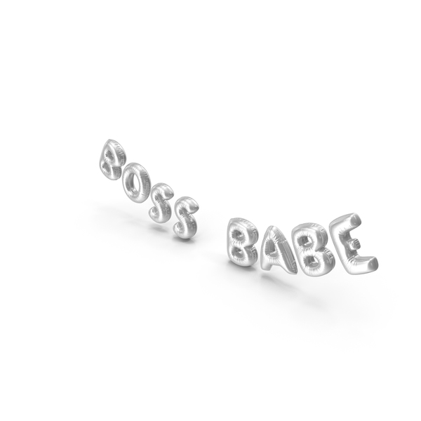 Balloons: Foil Balloon Words Boss Babe Silver PNG & PSD Images