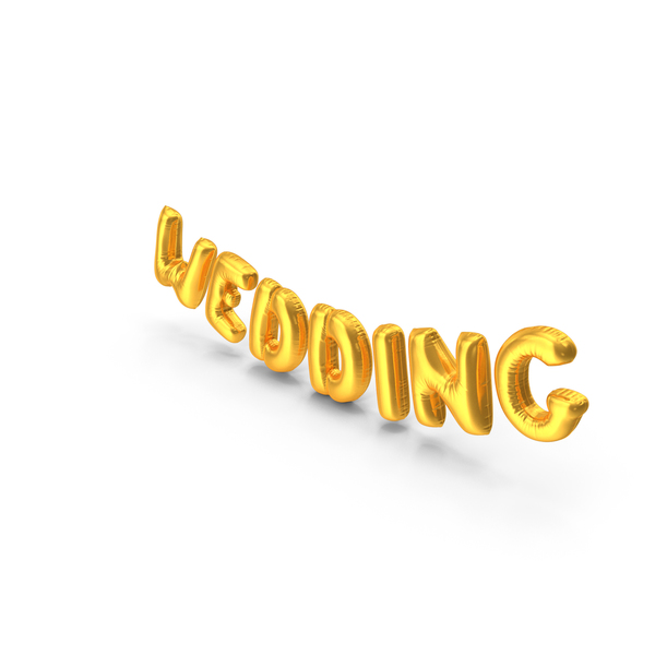Balloons: Foil Balloon Words WEDDING Gold PNG & PSD Images
