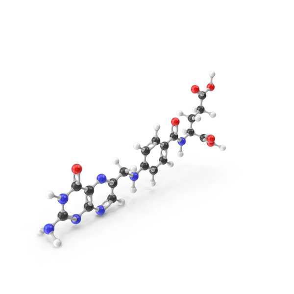 Molecule: Folic Acid (Vitamin B9) Molecular Model PNG & PSD Images