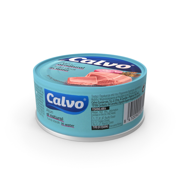 Tin: Food Can Calvo Tuna Steak in Water  160g PNG & PSD Images