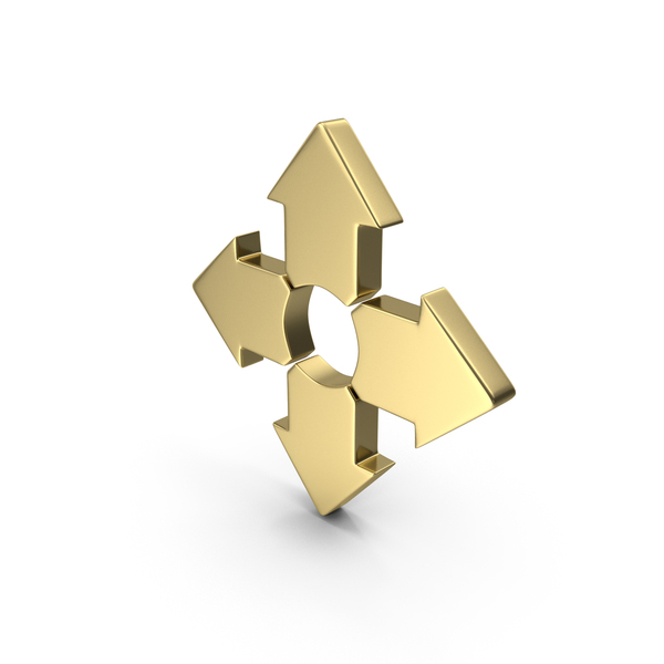 Directional: Four Directions Arrow Gold PNG & PSD Images