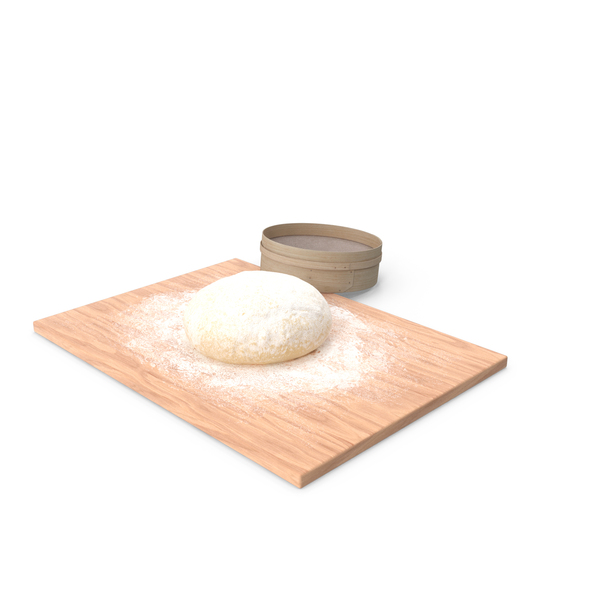 Chopping: Fresh Raw Dough on Wooden Board and Sieve PNG & PSD Images Chopping: Fresh Raw Dough on Wooden Board and Sieve PNG & PSD Images