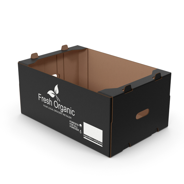 Display: Fruit Packaging Corrugated Cardboard Tray Box Black PNG & PSD Images