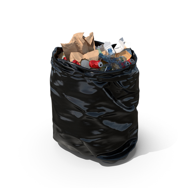 Garbage: Full Trash Bag Black PNG & PSD Images