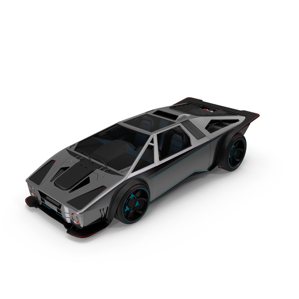 Fictional Automobile: Futuristic Cyber Car Concept PBR PNG & PSD Images
