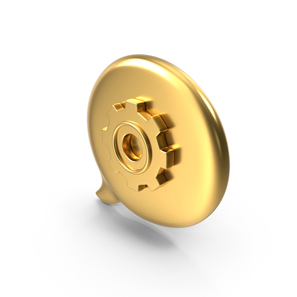 Symbols: Gear With Bubble Gold Icon PNG & PSD Images