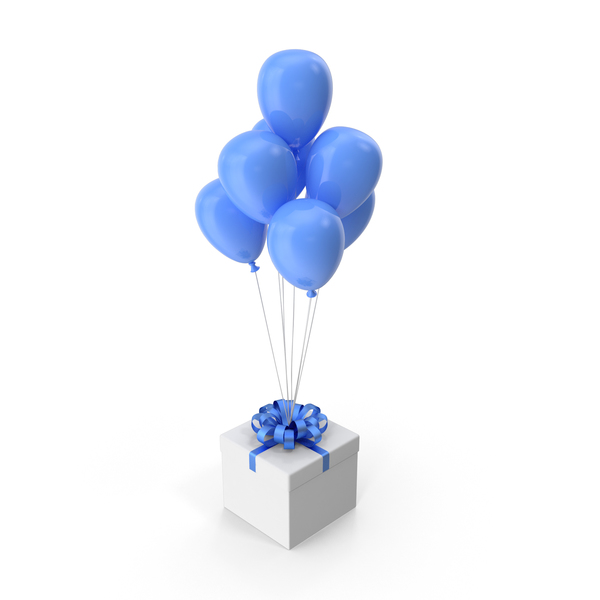 Gift Box with Blue Ribbon and Blue Ballons PNG & PSD Images Gift Box with Blue Ribbon and Blue Ballons PNG & PSD Images
