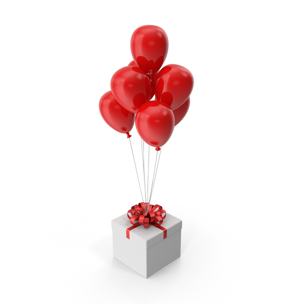 Gift Box with Red Ribbon and Red Balloons PNG & PSD Images Gift Box with Red Ribbon and Red Balloons PNG & PSD Images