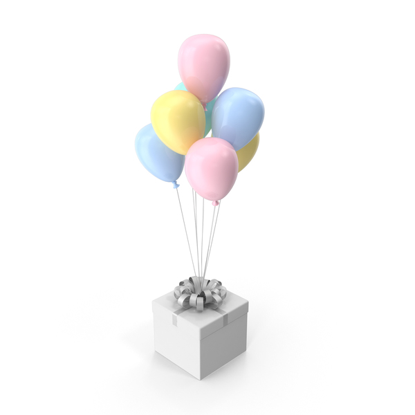 Gift Box with Ribbon and Multicolored Ballons PNG & PSD Images Gift Box with Ribbon and Multicolored Ballons PNG & PSD Images