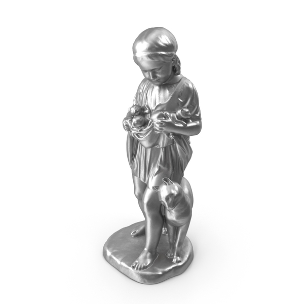 Girl With Kittens Metal Statue PNG & PSD Images Girl With Kittens Metal Statue PNG & PSD Images