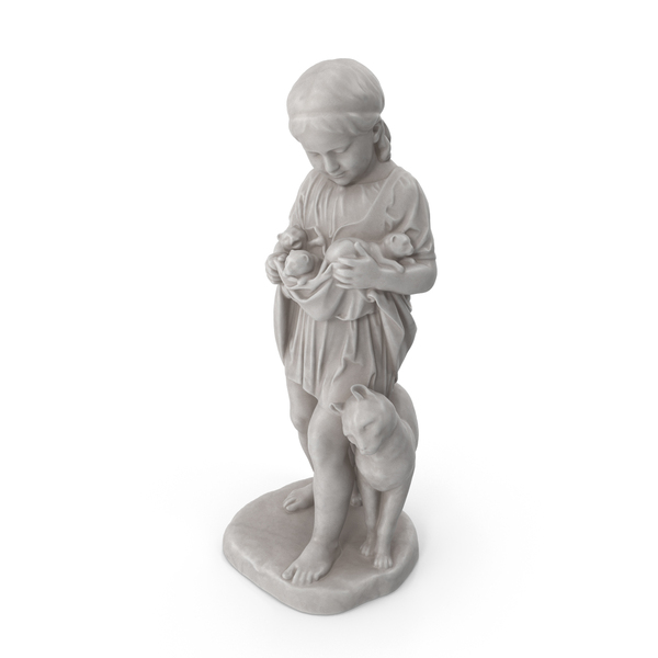 Girl With Kittens Statue PNG & PSD Images