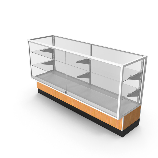 Shelving: Glass Front Lock Display with Shelves Light Wood White PNG & PSD Images