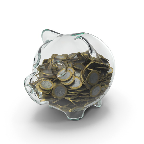 Glass Piggy Bank With 500 Euro Coins PNG & PSD Images Glass Piggy Bank With 500 Euro Coins PNG & PSD Images