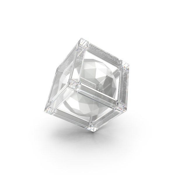 General Decor: Glass Tilted Square Geometric Holder With A Ball PNG & PSD Images