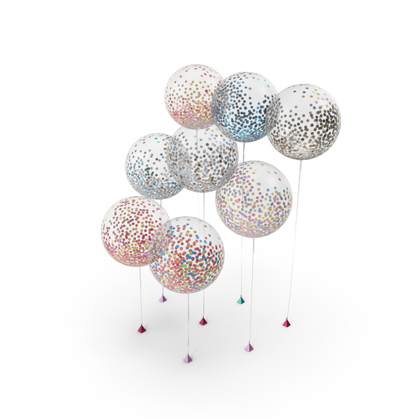 Glitter Confetti Balloons Set PNG & PSD Images