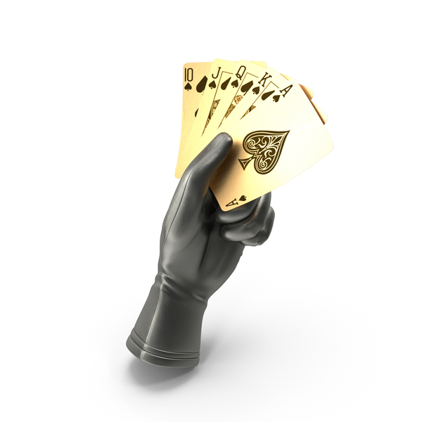 Playing Cards: Glove Holding a Golden Royal Flush PNG & PSD Images