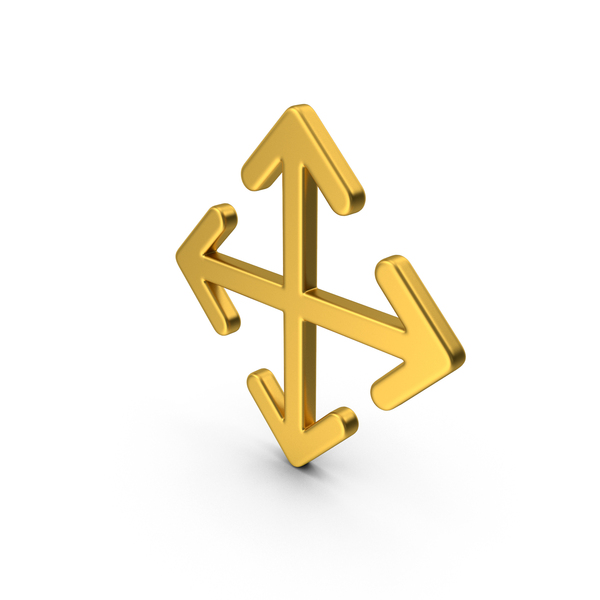 Directional: Gold Arrow Four Direction PNG & PSD Images