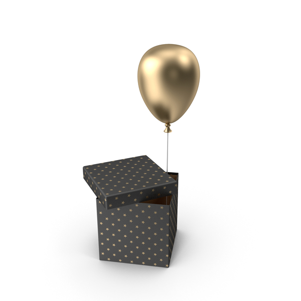 Gift: Gold Balloon Box PNG & PSD Images Gift: Gold Balloon Box PNG & PSD Images