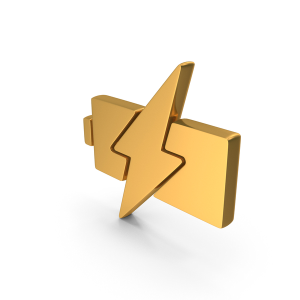 Symbols: Gold Battery Charge Icon PNG & PSD Images
