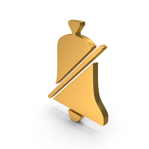 Symbols: Gold Bell Mute Notification Icon PNG & PSD Images