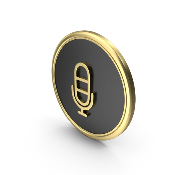 Symbols: Gold & Black Microphone Icon PNG & PSD Images