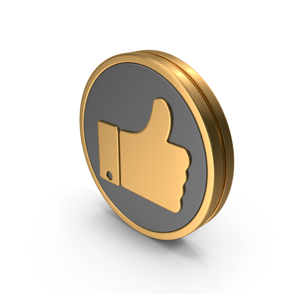 Symbols: Gold & Black Round Thumbs Up Icon PNG & PSD Images