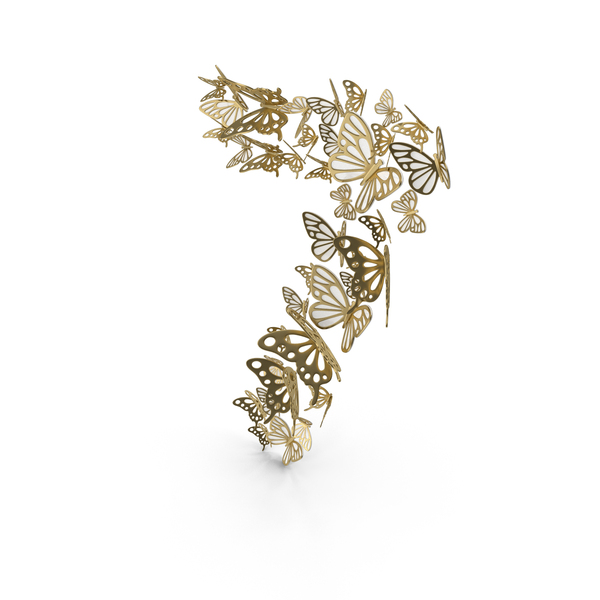 Gold Butterflies Number 7 PNG & PSD Images