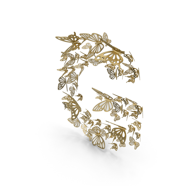 Language: Gold Butterfly Letter G PNG & PSD Images