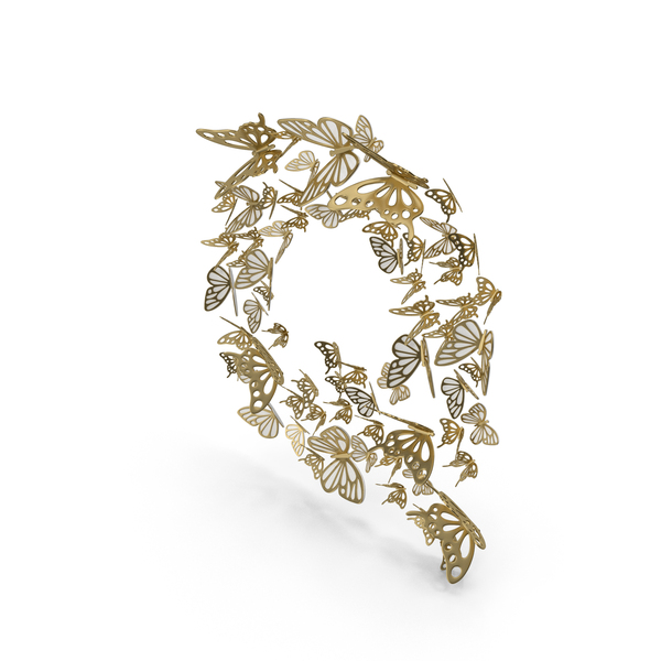 Language: Gold Butterfly Letter Q PNG & PSD Images