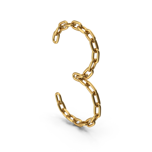 Gold Chain Number Three PNG & PSD Images