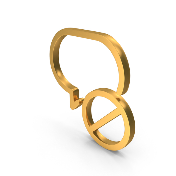 Symbols: Gold Chat Bubble Denied Icon PNG & PSD Images