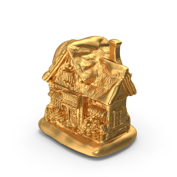 Gold Christmas Tea House Decoration PNG & PSD Images Gold Christmas Tea House Decoration PNG & PSD Images