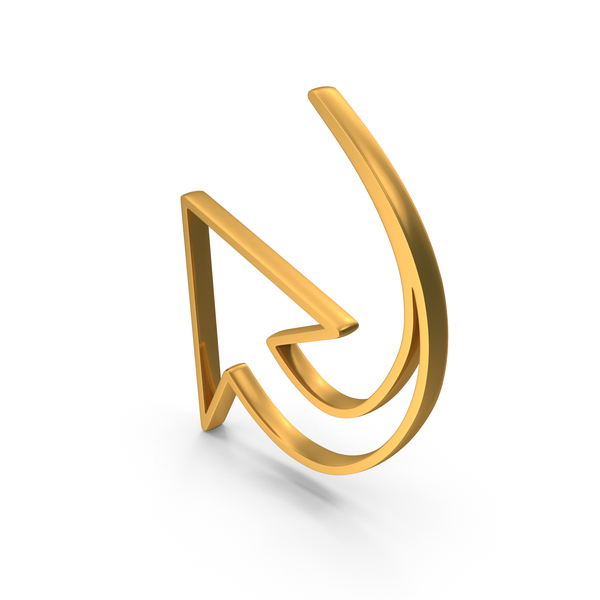 Symbols: Gold Circular Motion Arrow Outline Icon PNG & PSD Images
