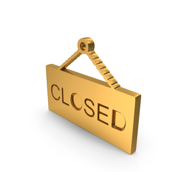 Symbols: Gold Closed Metallic Hanging Sign Symbol PNG & PSD Images