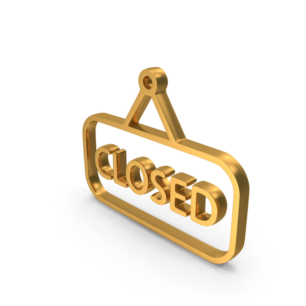 Symbols: Gold Closed Shop And Restaurant Board Icon PNG & PSD Images