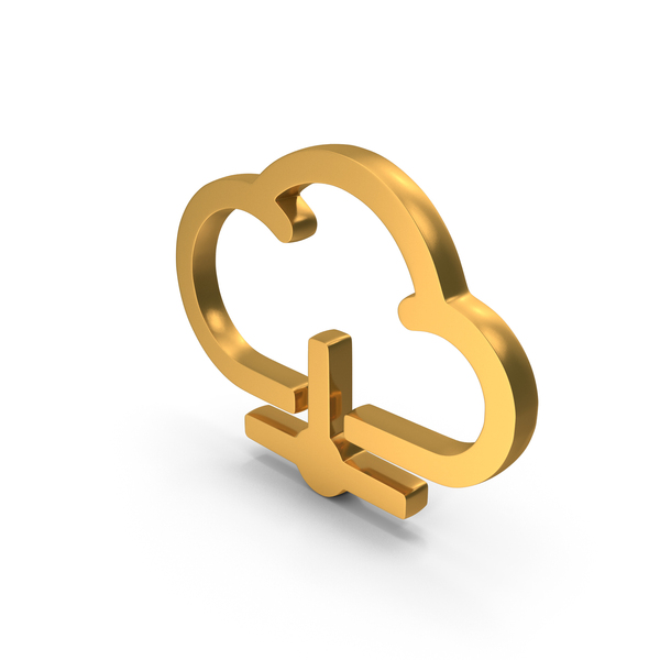 Symbols: Gold Cloud Data Transfer Icon PNG & PSD Images